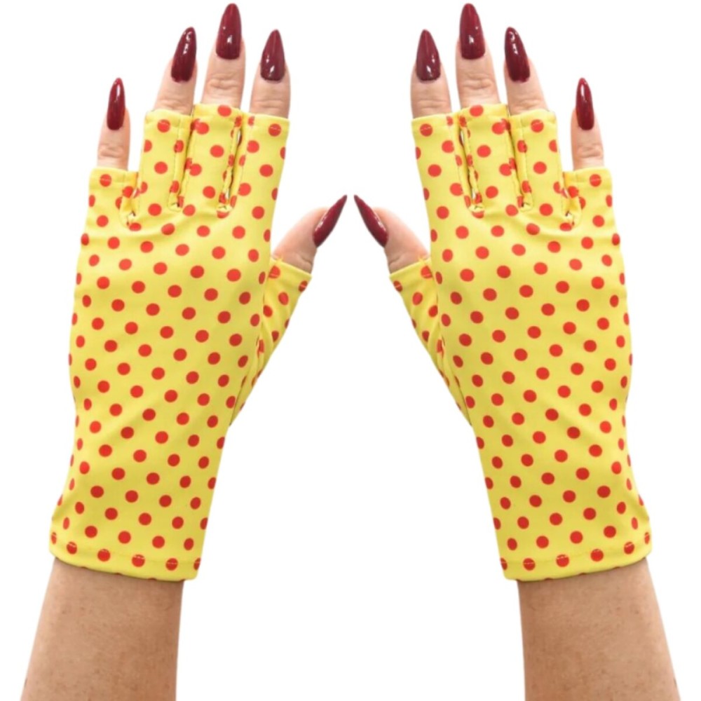 ManiGlovz - The Original UPF 50+ UV Light Protective Nail Gloves | Gel Manicure Gloves and Anti UV Fingerless Gloves for Women | Can be Used as Sun Protection Gloves for Driving | Happy Daze ManiGlovz - The Original UPF 50+ UV Light Protective Nail Gloves | Gel Manicure Gloves and Anti UV Fingerless Gloves for Women | Can be Used as Sun Protection Gloves for Driving | Happy Daze