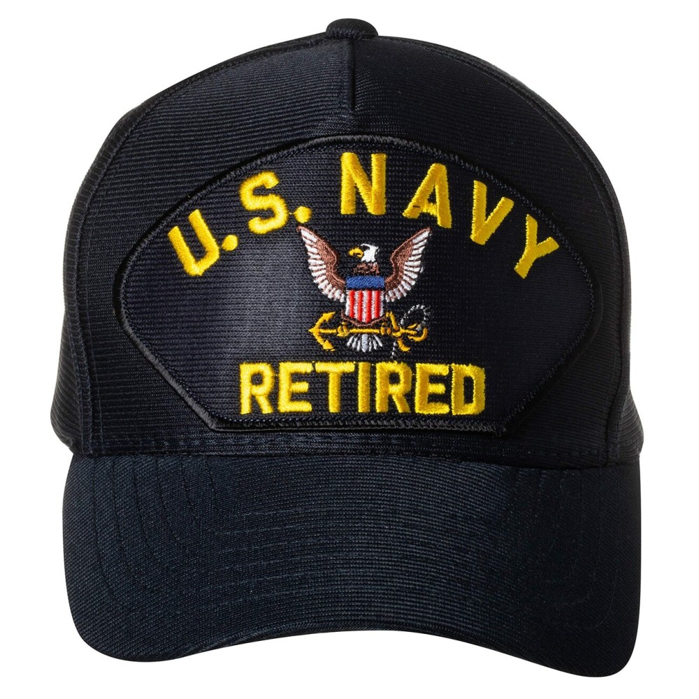 Artisan Owl United States Navy Retired Emblem Patch Hat - Adjustable Baseball Cap (Navy Blue)