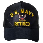 Artisan Owl United States Navy Retired Emblem Patch Hat - Adjustable Baseball Cap (Navy Blue)
