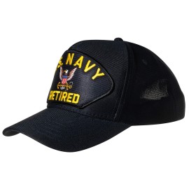Artisan Owl United States Navy Retired Emblem Patch Hat - Adjustable Baseball Cap (Navy Blue)