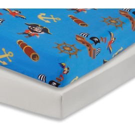 Everyday Kids 2 Pack Fitted Boys Crib Sheet, 100% Soft Breathable Microfiber Baby Sheet, Fits Standard Size Crib Mattress 28in x 52in, Nursery Sheet - Pirates/Grey