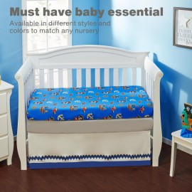 Everyday Kids 2 Pack Fitted Boys Crib Sheet, 100% Soft Breathable Microfiber Baby Sheet, Fits Standard Size Crib Mattress 28in x 52in, Nursery Sheet - Pirates/Grey