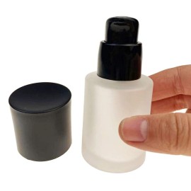 vipolish 2 Pcs 30ML 1OZ Upscale Empty Refillable Frosted Glass Pump Bottle Liquid Foundation Container Dispenser Storage Vial Lotion Essence Emulsion Sample Case for Travel