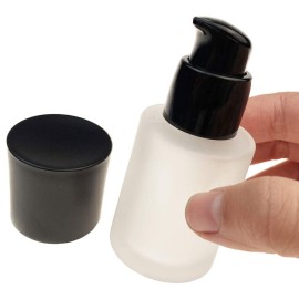 vipolish 2 Pcs 30ML 1OZ Upscale Empty Refillable Frosted Glass Pump Bottle Liquid Foundation Container Dispenser Storage Vial Lotion Essence Emulsion Sample Case for Travel