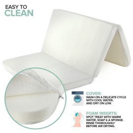 Foldable Travel Pack n Play Mattress Pad with Bag, Waterproof Portable Mini Crib Mattresses, Baby Bed Playpen Memory Foam Topper, Playard Pen Accessories, Traveling Case Included