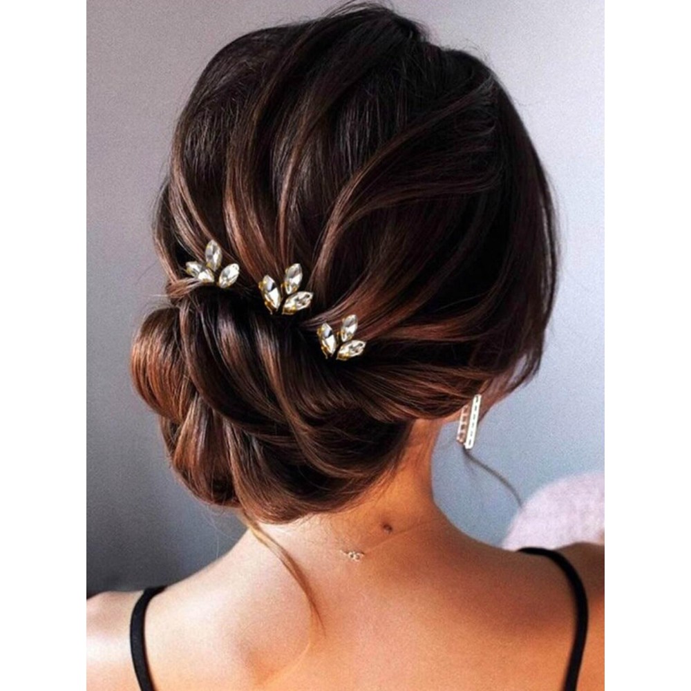 JAKAWIN Bride Wedding Hair Pins Rhinestone Hair Piece Crystal Bridal Hair Accessories for Women (2 Gold) JAKAWIN Bride Wedding Hair Pins Rhinestone Hair Piece Crystal Bridal Hair Accessories for Women (2 Gold)