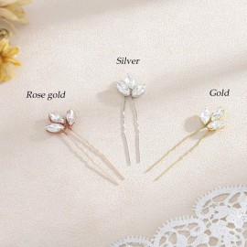 JAKAWIN Bride Wedding Hair Pins Rhinestone Hair Piece Crystal Bridal Hair Accessories for Women (2 Gold) JAKAWIN Bride Wedding Hair Pins Rhinestone Hair Piece Crystal Bridal Hair Accessories for Women (2 Gold)