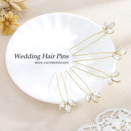 JAKAWIN Bride Wedding Hair Pins Rhinestone Hair Piece Crystal Bridal Hair Accessories for Women (2 Gold) JAKAWIN Bride Wedding Hair Pins Rhinestone Hair Piece Crystal Bridal Hair Accessories for Women (2 Gold)