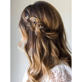 JAKAWIN Bride Wedding Hair Pins Rhinestone Hair Piece Crystal Bridal Hair Accessories for Women (2 Gold) JAKAWIN Bride Wedding Hair Pins Rhinestone Hair Piece Crystal Bridal Hair Accessories for Women (2 Gold)