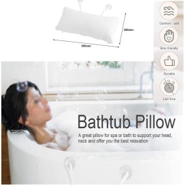 Focket Bath Pillow,Non-Slip Soft PVC Inflated Bathtub Spa Pillow Bath Cushion with Suction Cups,Helps Support Neck for All Bathtub,Hot Tub,Jacuzzi and Home Spa(White) Focket Bath Pillow,Non-Slip Soft PVC Inflated Bathtub Spa Pillow Bath Cushion with Suction Cups,Helps Support Neck for All Bathtub,Hot Tub,Jacuzzi and Home Spa(White)