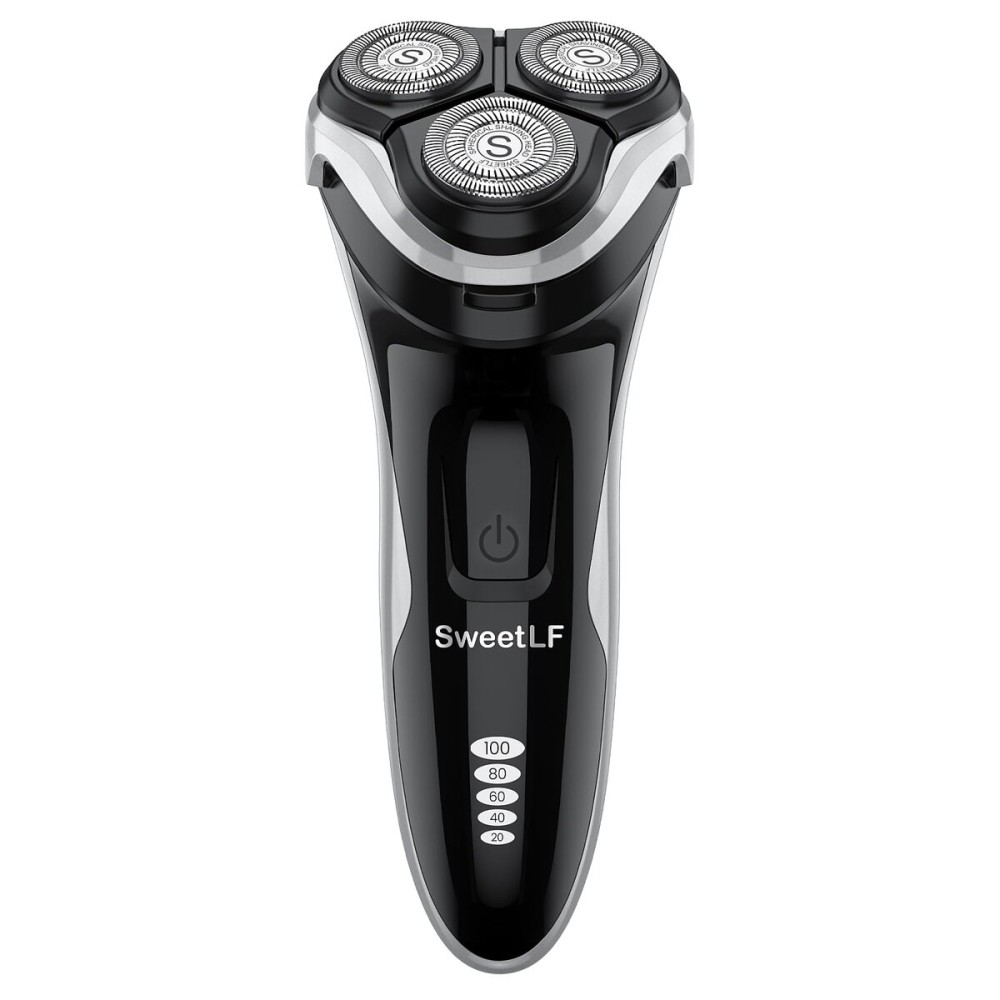 Electric Razor for Men, SweetLF Cordless 3D Rotary Shaver, Waterproof Wet & Dry, Type C Charging, Plug & Play, Rechargeable with Pop-up Trimmer, (Includes 3 Extra Blades), Black Electric Razor for Men, SweetLF Cordless 3D Rotary Shaver, Waterproof Wet & Dry, Type C Charging, Plug & Play, Rechargeable with Pop-up Trimmer, (Includes 3 Extra Blades), Black