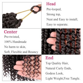 Leeven 8 Packs Pre-Twisted Passion Twists 12 Roots/pack Synthetic Crochet Hair Extensions 22 Inch Ombre Crochet Passion Twist Braiding Hair Curly Ends Twist Hair(2)