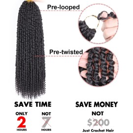 Leeven 8 Packs Pre-Twisted Passion Twists 12 Roots/pack Synthetic Crochet Hair Extensions 22 Inch Ombre Crochet Passion Twist Braiding Hair Curly Ends Twist Hair(2)