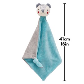 Petit Collage Organic Cotton Baby Blanket, Blue Bear - 100% Organic Soft Cotton, Cuddly Toy, 14.25 x 18, Newborn to Toddler