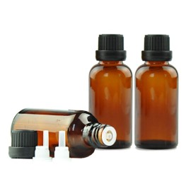 3PCS Amber Glass Bottle with Orifice Reducer and Black Cap Essential Oil Bottle Empty Cosmetic Storage Container Vial for Perfume Aromatherapy 100ml/3.4oz