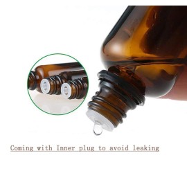3PCS Amber Glass Bottle with Orifice Reducer and Black Cap Essential Oil Bottle Empty Cosmetic Storage Container Vial for Perfume Aromatherapy 100ml/3.4oz