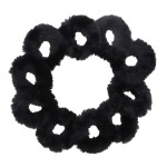 Small Fuzzy Fur Scrunchies Furry Pony Holder - Set of 10 - Black