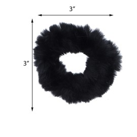 Small Fuzzy Fur Scrunchies Furry Pony Holder - Set of 10 - Black