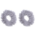 Small Fuzzy Fur Scrunchies Furry Pony Holder - Set of 2 - Light Grey