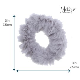 Small Fuzzy Fur Scrunchies Furry Pony Holder - Set of 2 - Light Grey