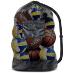 BROTOU Thickened Extra Large Sports Ball Bag Mesh Socce Ball Bag Heavy Duty Drawstring Bags Team Work for Holding Basketball, Volleyball, Baseball, Swimming Gear with Shoulder Strap