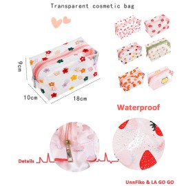 Cute Crystal Clear Cosmetic Bags, Travel Toiletry Clear Makeup Bags, Portable Makeup Brushes Kit Storage Bag, Waterproof Cartoon Organization For Women Girls (Floral) Cute Crystal Clear Cosmetic Bags, Travel Toiletry Clear Makeup Bags, Portable Makeup Brushes Kit Storage Bag, Waterproof Cartoon Organization For Women Girls (Floral)