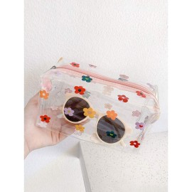 Cute Crystal Clear Cosmetic Bags, Travel Toiletry Clear Makeup Bags, Portable Makeup Brushes Kit Storage Bag, Waterproof Cartoon Organization For Women Girls (Floral) Cute Crystal Clear Cosmetic Bags, Travel Toiletry Clear Makeup Bags, Portable Makeup Brushes Kit Storage Bag, Waterproof Cartoon Organization For Women Girls (Floral)