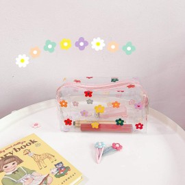 Cute Crystal Clear Cosmetic Bags, Travel Toiletry Clear Makeup Bags, Portable Makeup Brushes Kit Storage Bag, Waterproof Cartoon Organization For Women Girls (Floral) Cute Crystal Clear Cosmetic Bags, Travel Toiletry Clear Makeup Bags, Portable Makeup Brushes Kit Storage Bag, Waterproof Cartoon Organization For Women Girls (Floral)