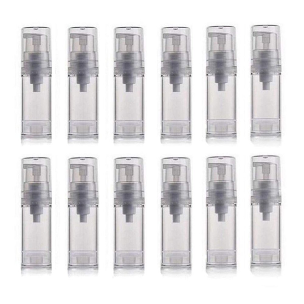 XINGZI 12Pcs 5ml Empty Airless Vacuum Pump Bottle Refillable Plastic Cream Lotion Bottle Travel Sample Bottles for Cosmetic Lotion Containers Sold Empty for Domestic Use