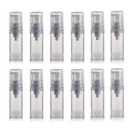 XINGZI 12Pcs 5ml Empty Airless Vacuum Pump Bottle Refillable Plastic Cream Lotion Bottle Travel Sample Bottles for Cosmetic Lotion Containers Sold Empty for Domestic Use