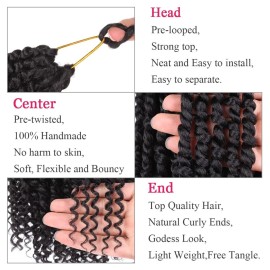 Leeven 22 Inch 8 packs Pre-twisted Passion Twist Crochet Hair 12 Roots/pack Pre-looped Crochet Braids Hair for Passion Twist Braiding Hair Natural Black Twists Hair