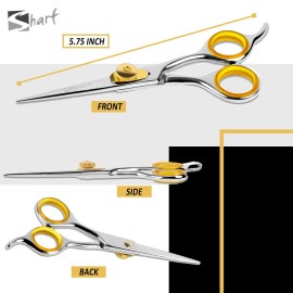 SHARF Professional 5.75 Straight Barber Scissors: Sharp 440c Japanese Stainless Steel Hair Cutting Shears For Men & Women| Gold Touch Series Trimming Scissors w/Easy Grip Handles SHARF Professional 5.75 Straight Barber Scissors: Sharp 440c Japanese Stainless Steel Hair Cutting Shears For Men & Women| Gold Touch Series Trimming Scissors w/Easy Grip Handles