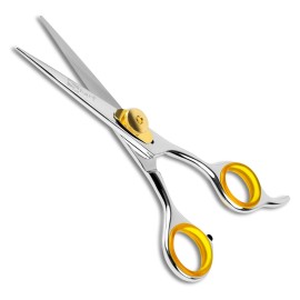 SHARF Professional 5.75 Straight Barber Scissors: Sharp 440c Japanese Stainless Steel Hair Cutting Shears For Men & Women| Gold Touch Series Trimming Scissors w/Easy Grip Handles SHARF Professional 5.75 Straight Barber Scissors: Sharp 440c Japanese Stainless Steel Hair Cutting Shears For Men & Women| Gold Touch Series Trimming Scissors w/Easy Grip Handles
