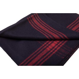 Farm Blue Wool Blanket - Military Style - Thick & Lightweight Army Camping Blankets 80 x 62 - Large Camp Survival Blankets for Car, Hiking, Backpacking & Outdoor Festivals (Navy with Red Stripes)