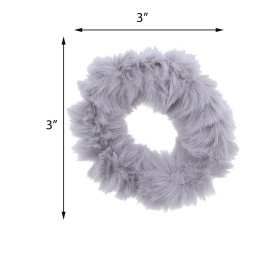 Small Faux Fur Scrunchies Hair Tie - Set of 6 - Black & Greys