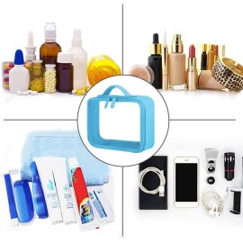 ANRUI Clear Makeup Bag, TSA Approved Toiletry Bag Toiletries & Cosmetics Organizer for Women and Men Black 3 Pack (Same Size) - Blue