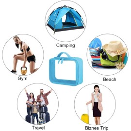 ANRUI Clear Makeup Bag, TSA Approved Toiletry Bag Toiletries & Cosmetics Organizer for Women and Men Black 3 Pack (Same Size) - Blue