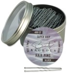 Super Grip U-Shaped Hair Pins - 400 Ct Approx - Handy Reusable Tin (Silver/Gray)