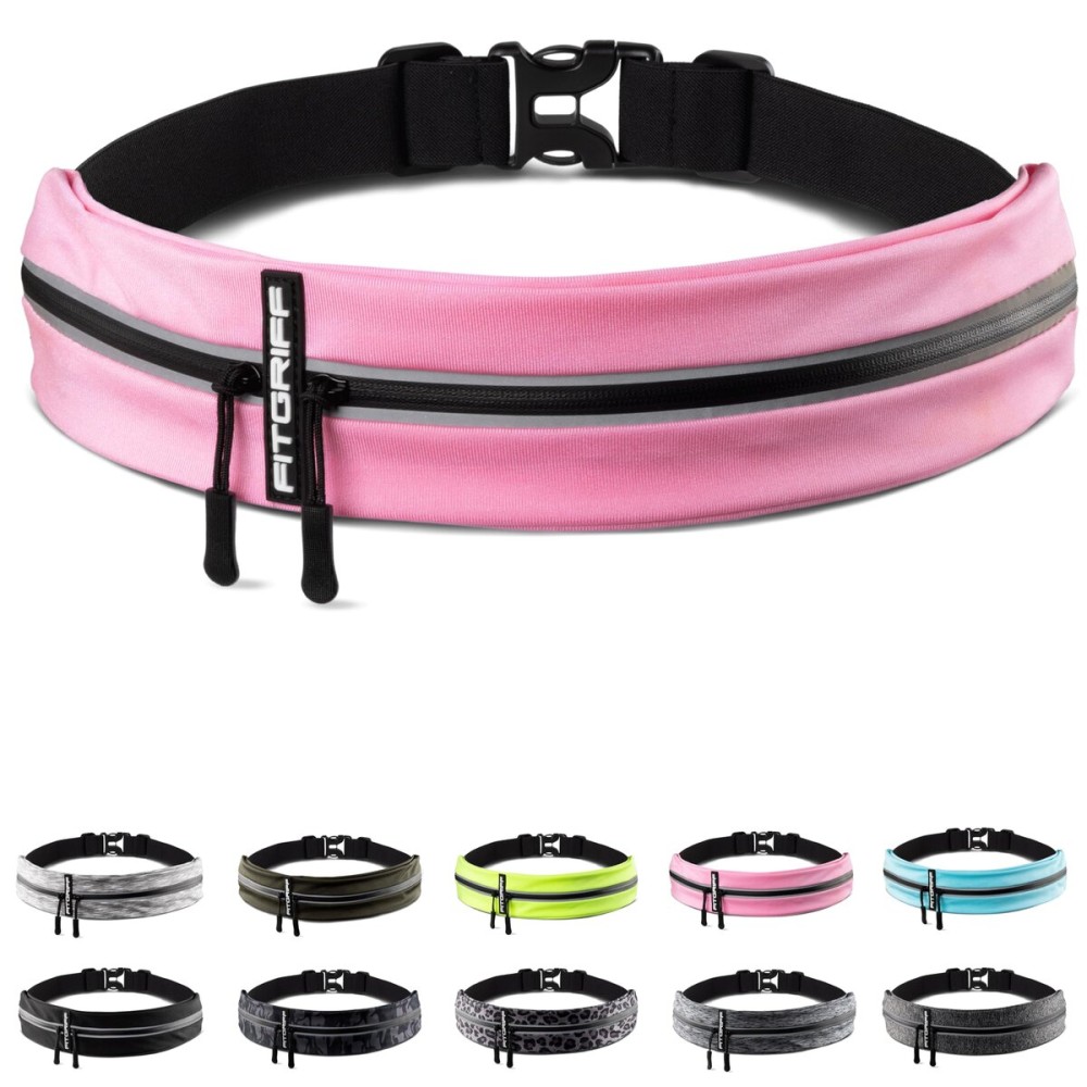 Fitgriff Running Belt for Men & Women - Secure Jogging Pouch for Phone, Keys & Essentials - For All Cell Phones (Pink, 24.5 - 35.5 Waist Size) Fitgriff Running Belt for Men & Women - Secure Jogging Pouch for Phone, Keys & Essentials - For All Cell Phones (Pink, 24.5 - 35.5 Waist Size)