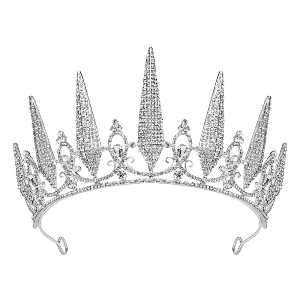 SWEETV Baroque Wedding Tiara for Women, Silver Pageant Tiaras and Crowns, Costume Party Accessories for Birthday Halloween Prom