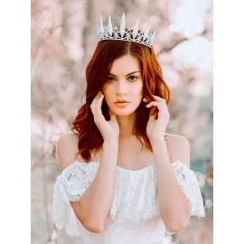 SWEETV Baroque Wedding Tiara for Women, Silver Pageant Tiaras and Crowns, Costume Party Accessories for Birthday Halloween Prom