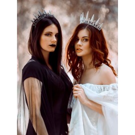 SWEETV Baroque Wedding Tiara for Women, Silver Pageant Tiaras and Crowns, Costume Party Accessories for Birthday Halloween Prom