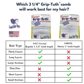 Good Hair Days Grip-Tuth Shorty Comb - Decorative Side Comb for Hairstyling, Hair Decorative and Fine, Thin Hair (Crystal, 1 Count - 3  inch) Good Hair Days Grip-Tuth Shorty Comb - Decorative Side Comb for Hairstyling, Hair Decorative and Fine, Thin Hair (Crystal, 1 Count - 3  inch)