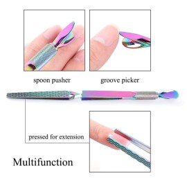WOKOTO 1Pc Colorful Stainless Steel Nail Shaping Tweezers For Nail Extension Acrylic Nail Tips Cutter Multiple-Functional Nail Clip Manicure Nail Tools Nail Polish Remover Pens For Women Nail Art