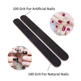 Honbay 20PCS 100/180 Grit Nail File Emery Board Double Sided Nail Care Tool Nail Buffering Files Pedicure Tools for Home and Salon Use