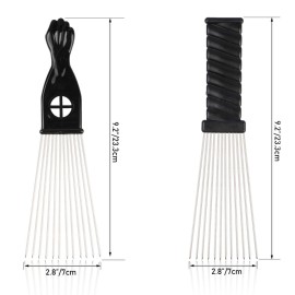 Folansy Afro Comb Metal African American Pick Comb Hairdressing Styling Tool, 2 Pack (Black-4, 2piece Assortment, Wide Teeth, Classic Black Fist Design, For Curly Hair and Afro Hairstyle) Folansy Afro Comb Metal African American Pick Comb Hairdressing Styling Tool, 2 Pack (Black-4, 2piece Assortment, Wide Teeth, Classic Black Fist Design, For Curly Hair and Afro Hairstyle)