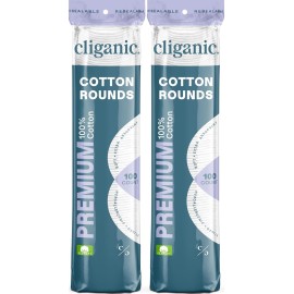 Cliganic Premium Cotton Rounds for Face (200 Count) | Makeup Remover Pads, Hypoallergenic, Lint-Free | 100% Pure Cotton (Packaging May Vary)