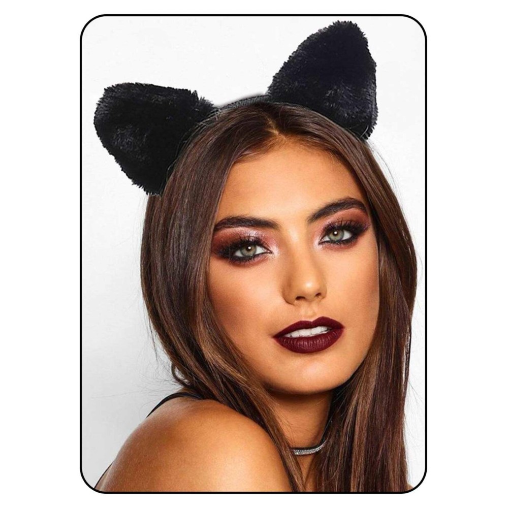 Catery Cute Cat Ears Headbands Black Plush Bunny Ear Headband Headpieces Women Party Hair Accessories for Nightclubs Masquerade Halloween Christmas