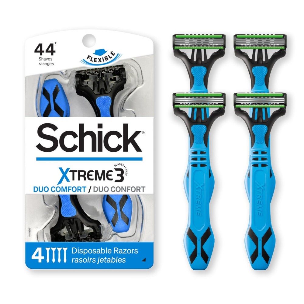 Schick Xtreme 3 Duo Comfort Disposable Razor for Men, 4 Count