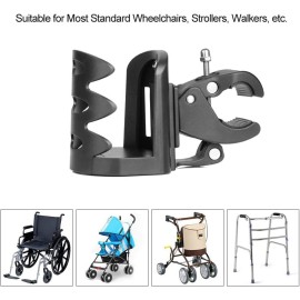 SupreGear Cup Holder, 360 Degree Rotation Stroller Bike Water Bottle Holder Cup Holder, Universal for Walkers, Rollators, Wheelchairs, Bicycles, Strollers and Motorcycle Accessories, Tools Free